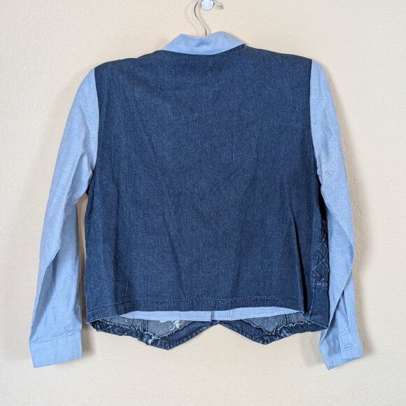 VTG Alfred Dunner Layer Denim Vest/Shirt Button Down sz PM Floral Embroidery - Picture 5 of 8